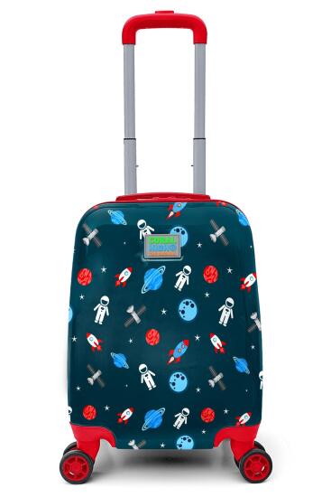Coral High Kids Çivit Kırmızı Uzay Desenli Çocuk Valizi 16749 