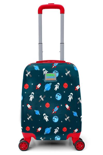 Coral High Kids Çivit Kırmızı Uzay Desenli Çocuk Valizi 16749 - 1