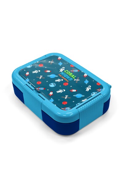 Coral High Kids Çivit Kırmızı Uzay Desenli Paslanmaz Çelik Beslenme Kabı 39214 - 2