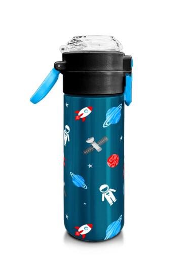 Coral High Kids Çivit Kırmızı Uzay Desenli Pipetli ve Direkt İçim Çelik Termos 500 ml 31908 - 2