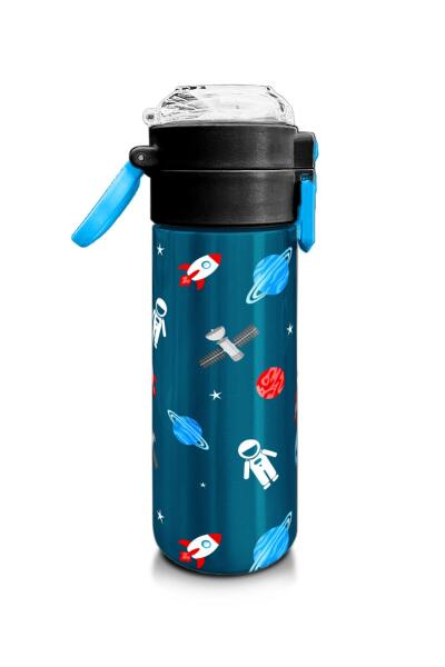 Coral High Kids Çivit Kırmızı Uzay Desenli Pipetli ve Direkt İçim Çelik Termos 500 ml 31908 - 2