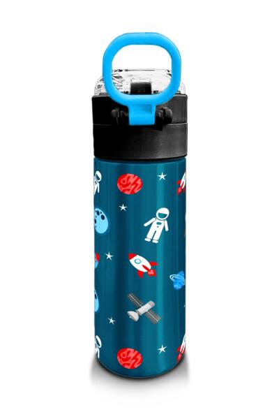 Coral High Kids Çivit Kırmızı Uzay Desenli Pipetli ve Direkt İçim Çelik Termos 500 ml 31908 - 3