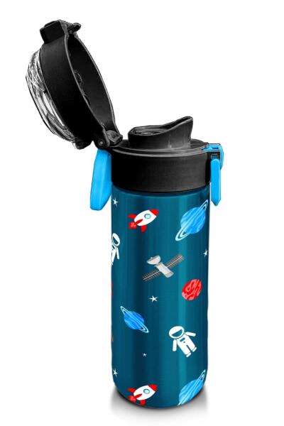 Coral High Kids Çivit Kırmızı Uzay Desenli Pipetli ve Direkt İçim Çelik Termos 500 ml 31908 - 6