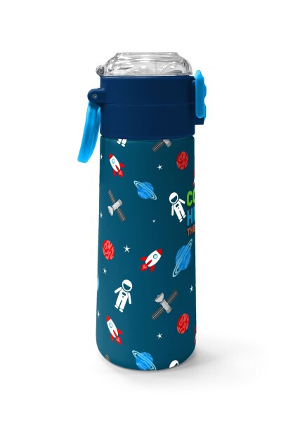 Coral High Kids Çivit Kırmızı Uzay Desenli Pipetli ve Direkt İçim Çelik Termos 500 ml 31908 - 2