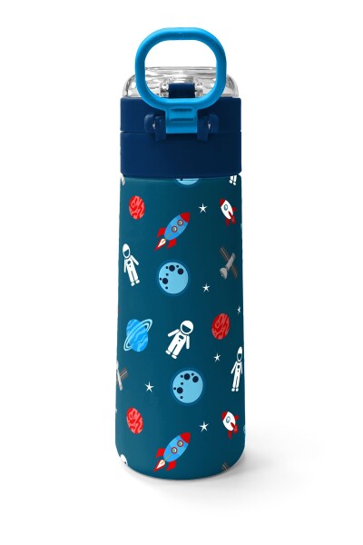 Coral High Kids Çivit Kırmızı Uzay Desenli Pipetli ve Direkt İçim Çelik Termos 500 ml 31908 - 4