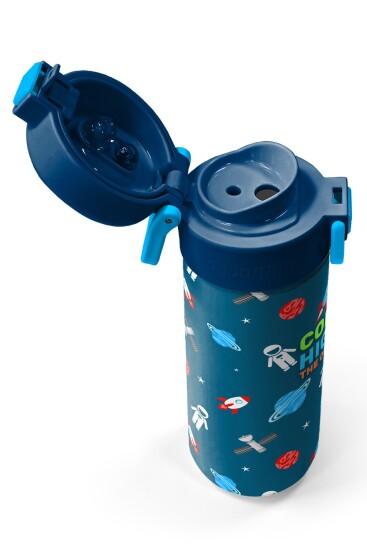 Coral High Kids Çivit Kırmızı Uzay Desenli Pipetli ve Direkt İçim Çelik Termos 500 ml 31908 - 3