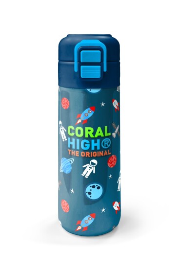 Coral High Kids Çivit Kırmızı Uzay Desenli Pipetli ve Direkt İçim Çelik Termos 500 ml 31908 - 4
