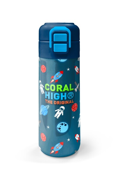 Coral High Kids Çivit Kırmızı Uzay Desenli Pipetli ve Direkt İçim Çelik Termos 500 ml 31908 - 4
