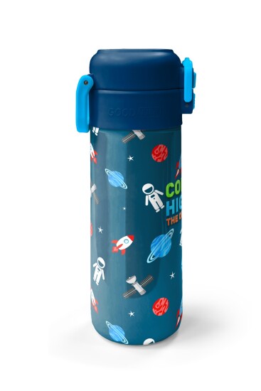 Coral High Kids Çivit Kırmızı Uzay Desenli Pipetli ve Direkt İçim Çelik Termos 500 ml 31908 - 5
