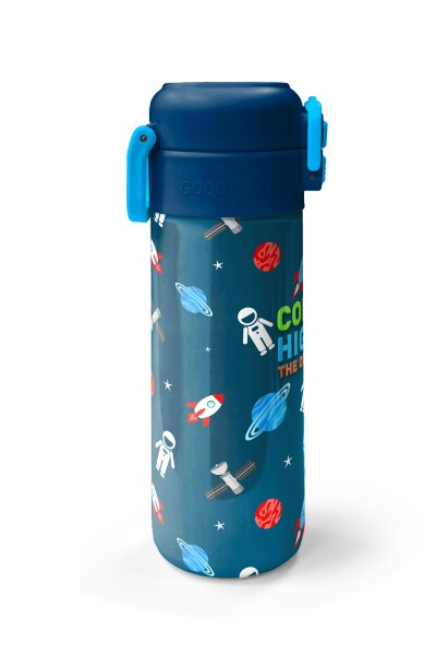 Coral High Kids Çivit Kırmızı Uzay Desenli Pipetli ve Direkt İçim Çelik Termos 500 ml 31908 - 5
