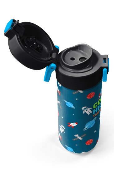 Coral High Kids Çivit Kırmızı Uzay Desenli Pipetli ve Direkt İçim Çelik Termos 500 ml 31908 - 3
