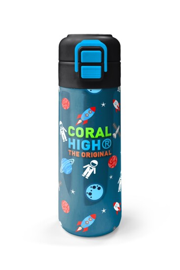 Coral High Kids Çivit Kırmızı Uzay Desenli Pipetli ve Direkt İçim Çelik Termos 500 ml 31908 - 4