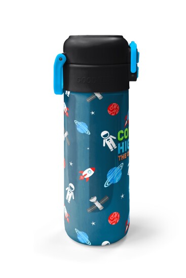 Coral High Kids Çivit Kırmızı Uzay Desenli Pipetli ve Direkt İçim Çelik Termos 500 ml 31908 - 5