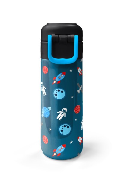 Coral High Kids Çivit Kırmızı Uzay Desenli Pipetli ve Direkt İçim Çelik Termos 500 ml 31908 - 7