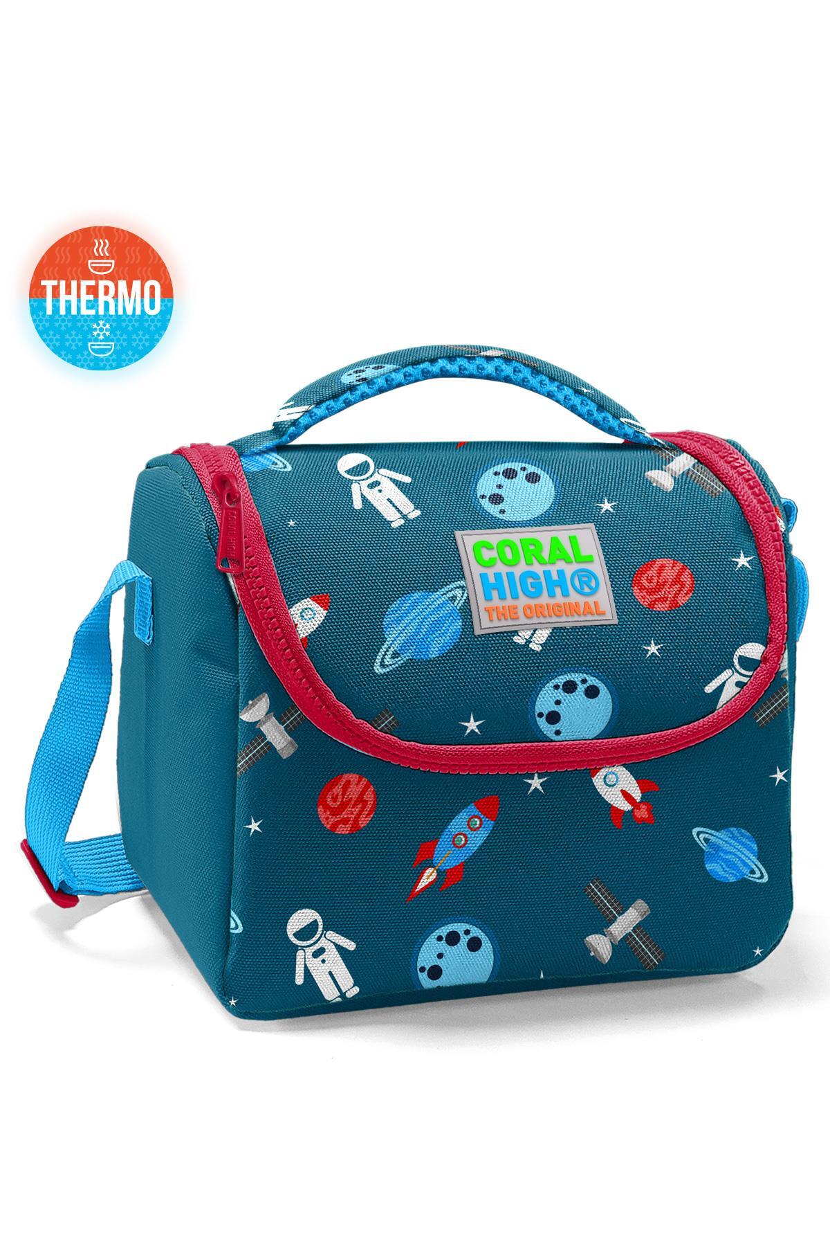 Coral High Kids Çivit Kırmızı Uzay Desenli Thermo Beslenme Çantası 11815