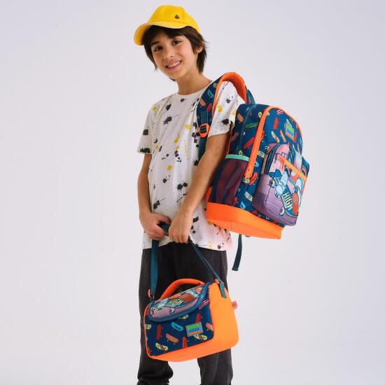 Coral High Kids Çivit Neon Turuncu Kaykay Desenli 3’lü Okul Çanta Seti SET0123723 - 2