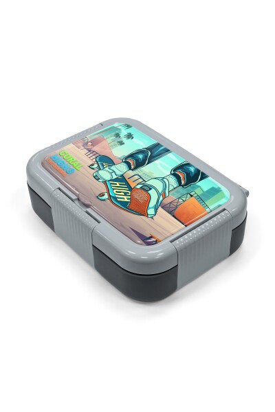 Coral High Kids Çivit Neon Turuncu Kaykay Desenli Paslanmaz Çelik Beslenme Kabı 39239 - 2