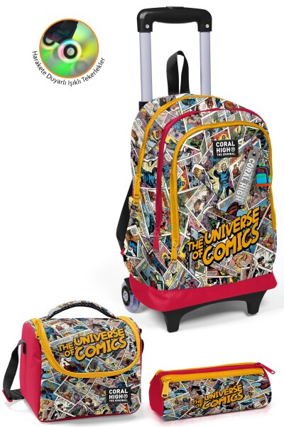 Coral High Kids Çizgi Roman Desenli Çekçekli 3'lü Çanta Seti SET0134015 - 1