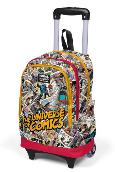 Coral High Kids Çizgi Roman Desenli Üç Bölmeli Çekçekli Okul Sırt Çantası 34015 - 6