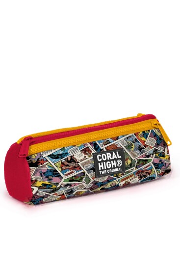Coral High Kids Çizgi Roman Desenli Üç Bölmeli Kalem Çantası 31015 - 3