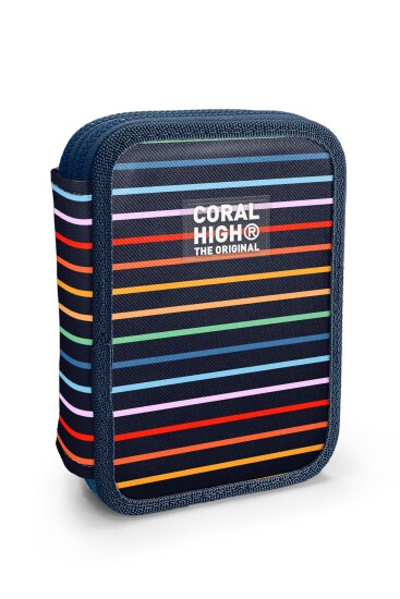Coral High Kids Çok Renkli Çizgi Desenli Çift Katlı Kalem Çanta 31110 