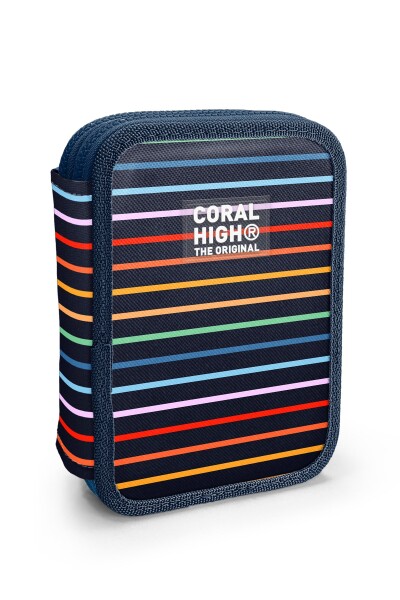 Coral High Kids Çok Renkli Çizgi Desenli Çift Katlı Kalem Çanta 31110 - 1
