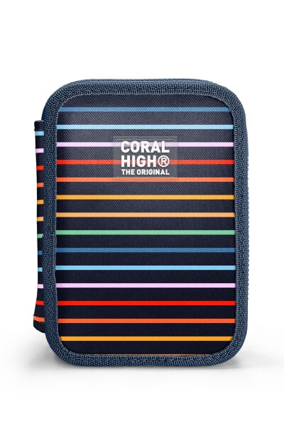 Coral High Kids Çok Renkli Çizgi Desenli Çift Katlı Kalem Çanta 31110 - 10
