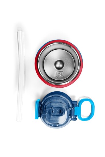 Coral High Kids Çok Renkli Çizgi Desenli Pipetli ve Direkt İçim Çelik Termos 500 ml 38112 - 7