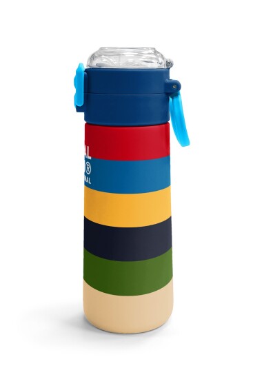 Coral High Kids Çok Renkli Çizgi Desenli Pipetli ve Direkt İçim Çelik Termos 500 ml 38112 - 3