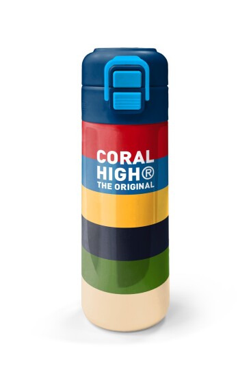 Coral High Kids Çok Renkli Çizgi Desenli Pipetli ve Direkt İçim Çelik Termos 500 ml 38112 - 4