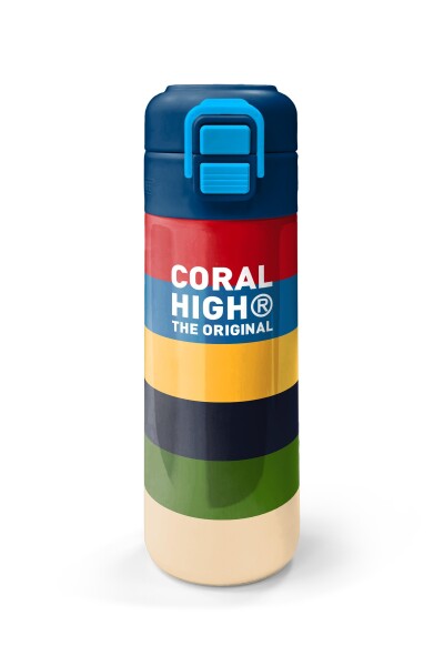 Coral High Kids Çok Renkli Çizgi Desenli Pipetli ve Direkt İçim Çelik Termos 500 ml 38112 - 4