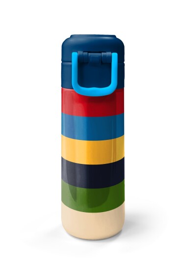 Coral High Kids Çok Renkli Çizgi Desenli Pipetli ve Direkt İçim Çelik Termos 500 ml 38112 - 7