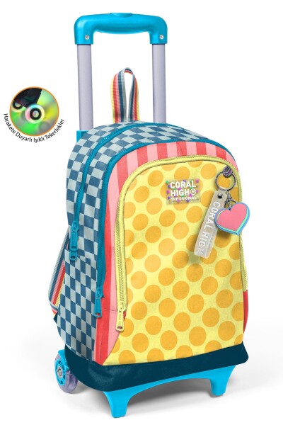 Coral High Kids Çok Renkli Dama Çizgi Puantiye Desenli Çekçekli 3'lü Çanta Seti SET0134004 - 2