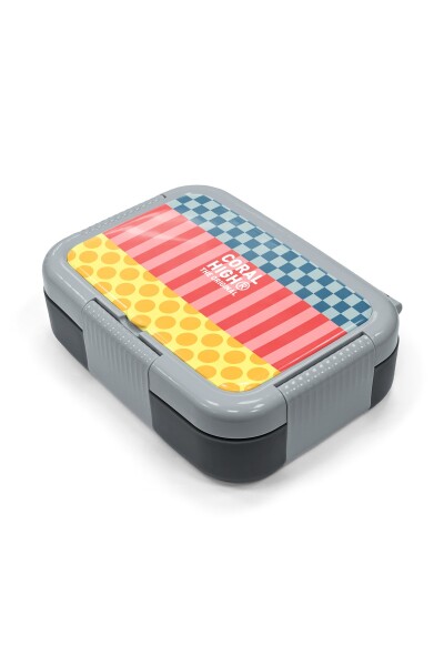 Coral High Kids Çok Renkli Dama Çizgi Puantiye Desenli Paslanmaz Çelik Beslenme Kabı 39104 - 2