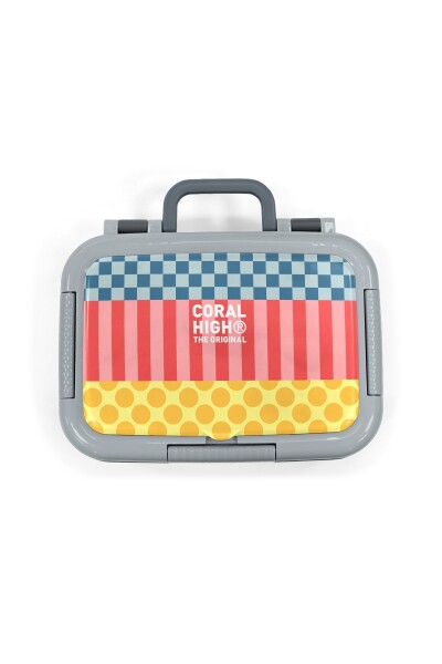 Coral High Kids Çok Renkli Dama Çizgi Puantiye Desenli Paslanmaz Çelik Beslenme Kabı 39104 - 5