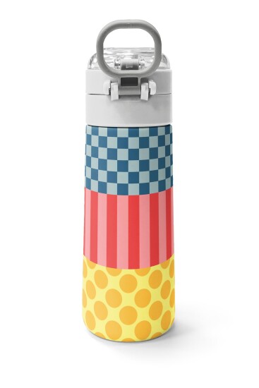 Coral High Kids Çok Renkli Dama Çizgi Puantiye Desenli Pipetli ve Direkt İçim Çelik Termos 500 ml 38104 - 4