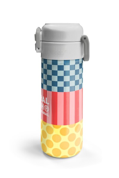 Coral High Kids Çok Renkli Dama Çizgi Puantiye Desenli Pipetli ve Direkt İçim Çelik Termos 500 ml 38104 - 6