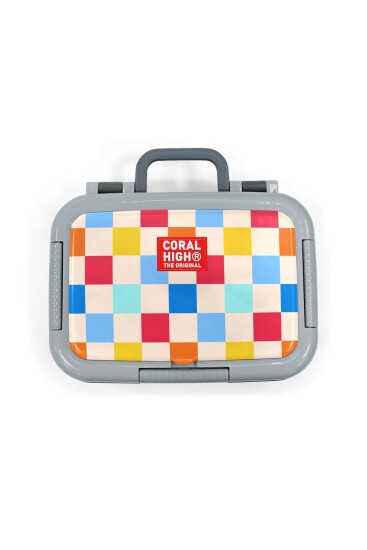 Coral High Kids Çok Renkli Dama Desenli Paslanmaz Çelik Beslenme Kabı 39125 - 5