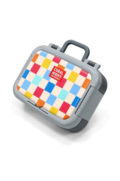 Coral High Kids Çok Renkli Dama Desenli Paslanmaz Çelik Beslenme Kabı 39125 - 1