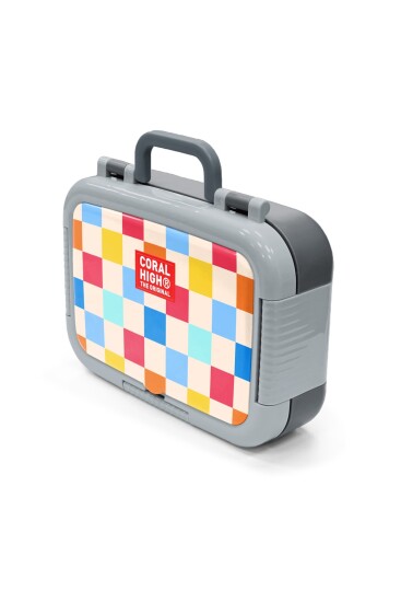 Coral High Kids Çok Renkli Dama Desenli Paslanmaz Çelik Beslenme Kabı 39125 - 4