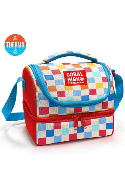 Coral High Kids Çok Renkli Dama Desenli Thermo İki Katlı Beslenme Çantası 37205 - 1