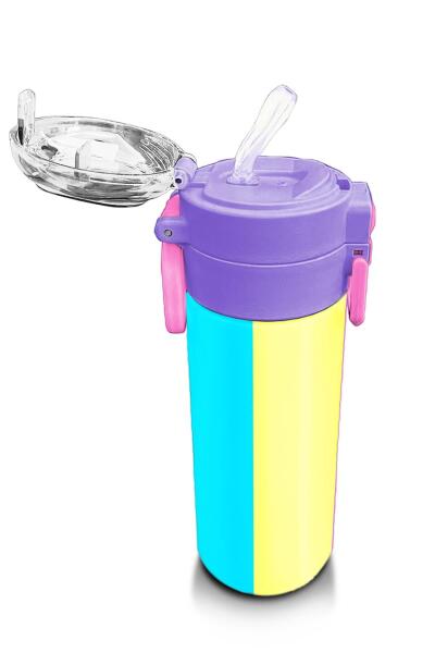 Coral High Kids Çok Renkli Desenli Pipetli ve Direkt İçim Çelik Termos 500 ml 31876 - 5