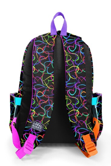 Coral High Kids Çok Renkli Kalp Desenli 3’lü Okul Çanta Seti SET0123670 - 5