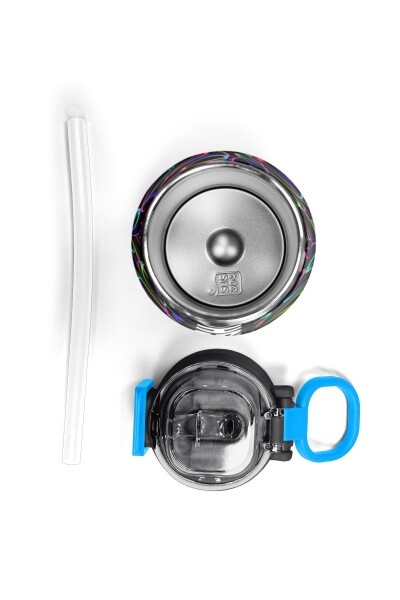 Coral High Kids Çok Renkli Kalp Desenli Pipetli ve Direkt İçim Çelik Termos 500 ml 31870 - 7