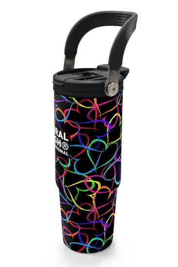 Coral High Kids Çok Renkli Kalp Desenli Pipetli ve Direkt İçim Çelik Termos 900 ml 38727 - 4