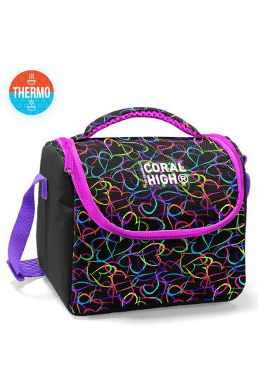 Coral High Kids Çok Renkli Kalp Desenli Thermo Beslenme Çantası 22770 - Coral High KIDS