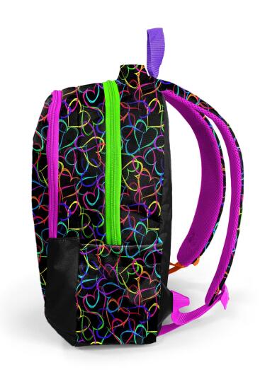 Coral High Kids Çok Renkli Kalp Desenli Üç Bölmeli Okul Sırt Çantası 23670 - 7