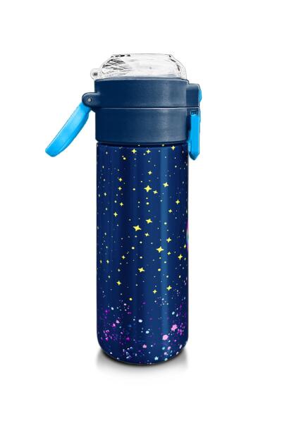 Coral High Kids Çok Renkli Lacivert Desenli Pipetli ve Direkt İçim Çelik Termos 500 ml 31848 - 2