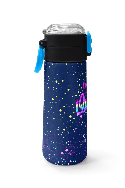 Coral High Kids Çok Renkli Lacivert Desenli Pipetli ve Direkt İçim Çelik Termos 500 ml 31848 - 2