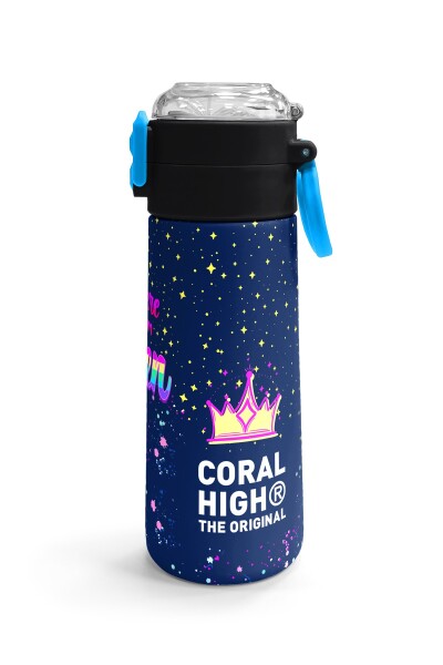 Coral High Kids Çok Renkli Lacivert Desenli Pipetli ve Direkt İçim Çelik Termos 500 ml 31848 - 3